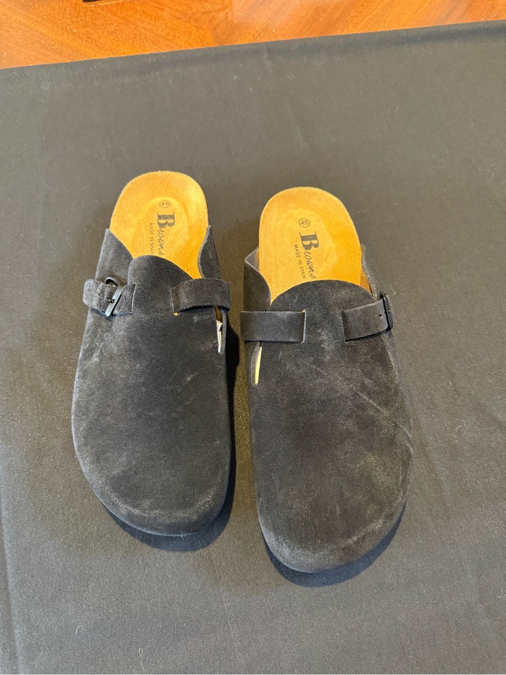 Black Suede Slip-On Women's Loafers with Buckle Accent
